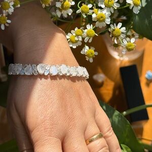 Rainbow Moonstone Bracelet – 925 Sterling Silver | 8.5” Length | 21g